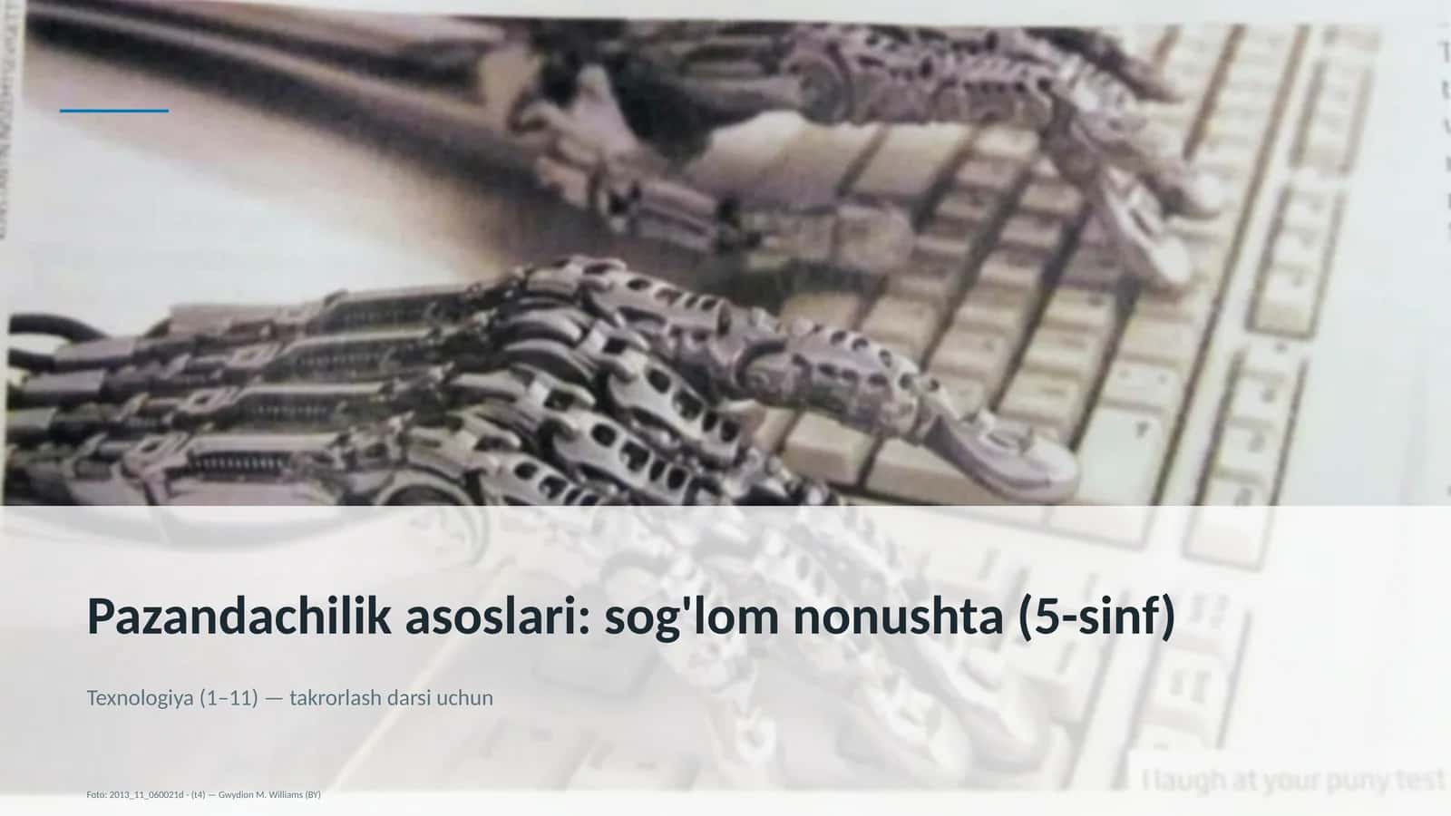 Pazandachilik asoslari: sog'lom nonushta (5-sinf)