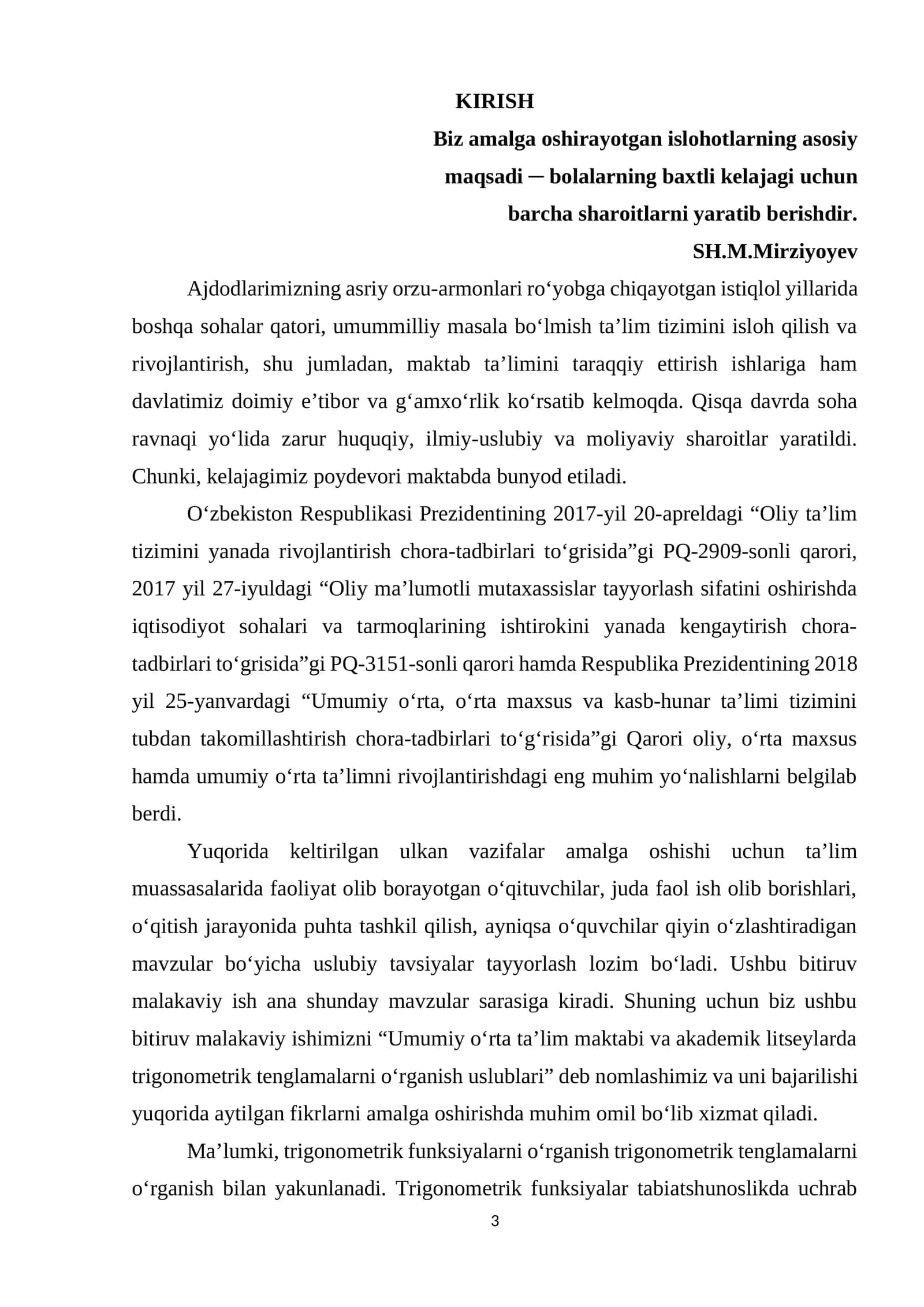 Oliy ta’lim tizimini rivojlantirish chora-tadbirlari