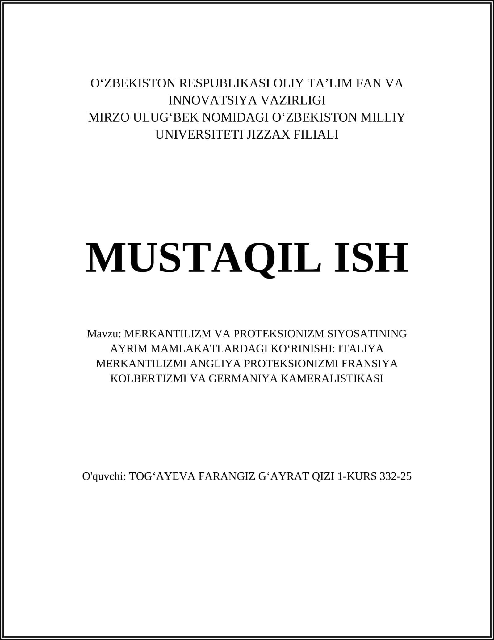 ITALIYA MERKANTILIZMI