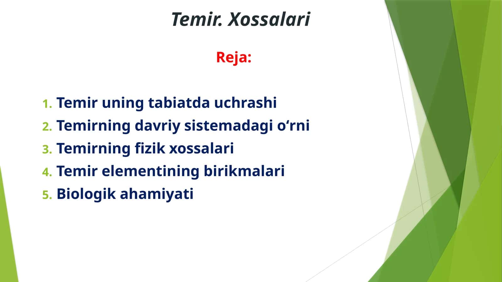 Temir. Xossalari