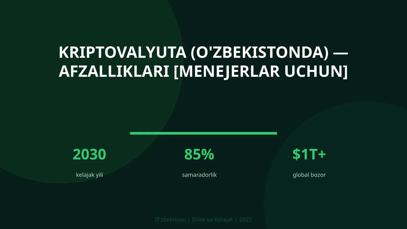 Kriptovalyuta (O'zbekistonda) — afzalliklari [menejerlar uchun]