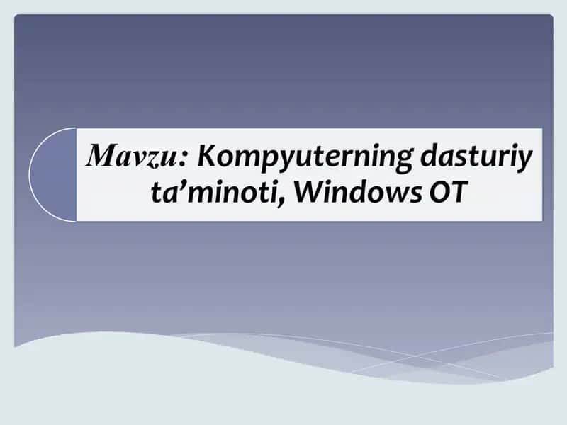 Kompyuterning dasturiy ta’minoti, Windows OT