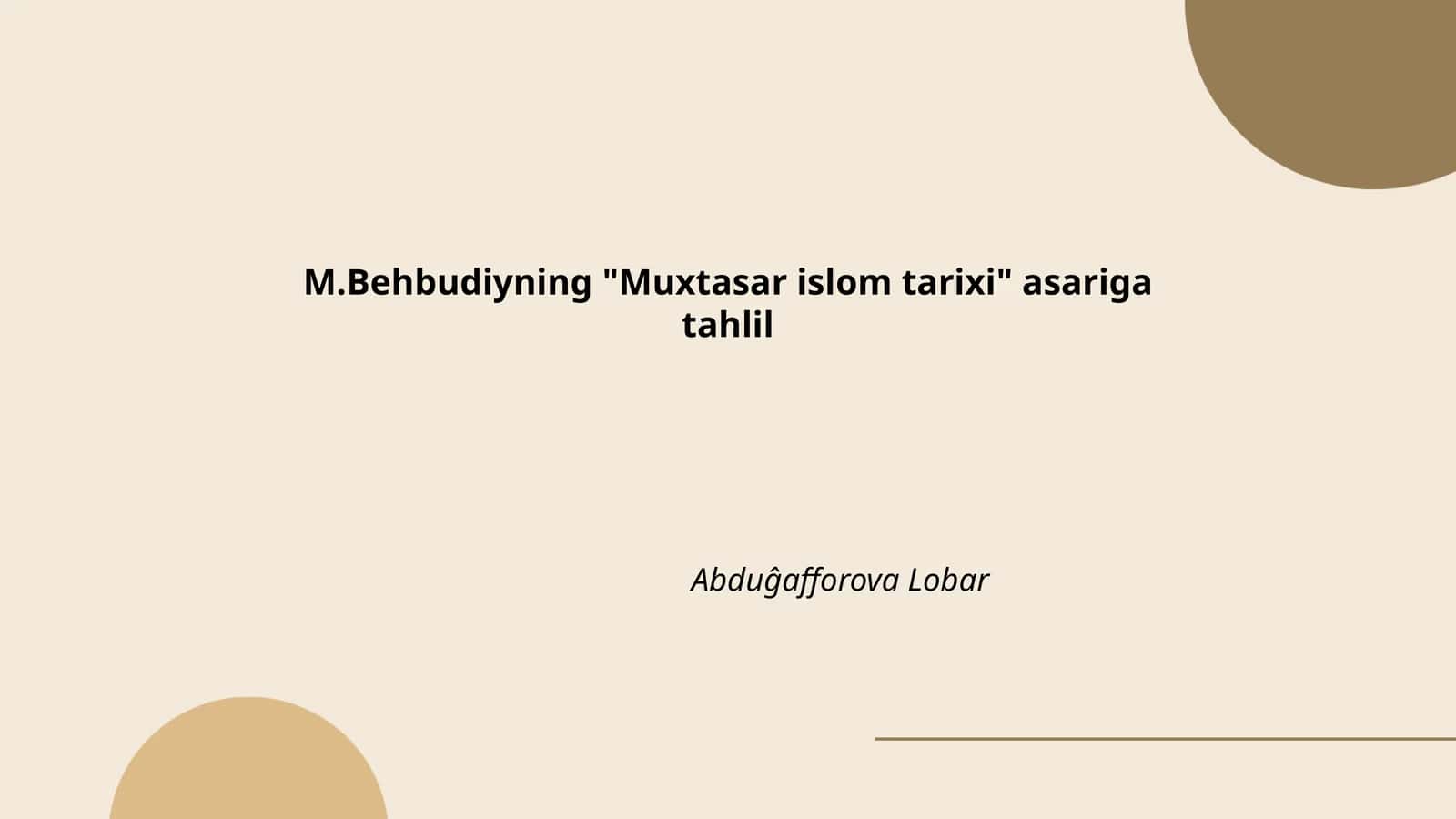 Muxtasar islom tarixi