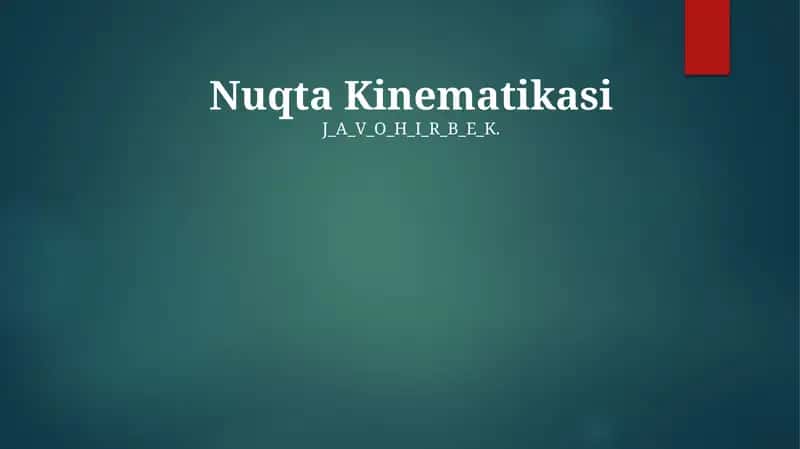 Nuqta Kinematikasi