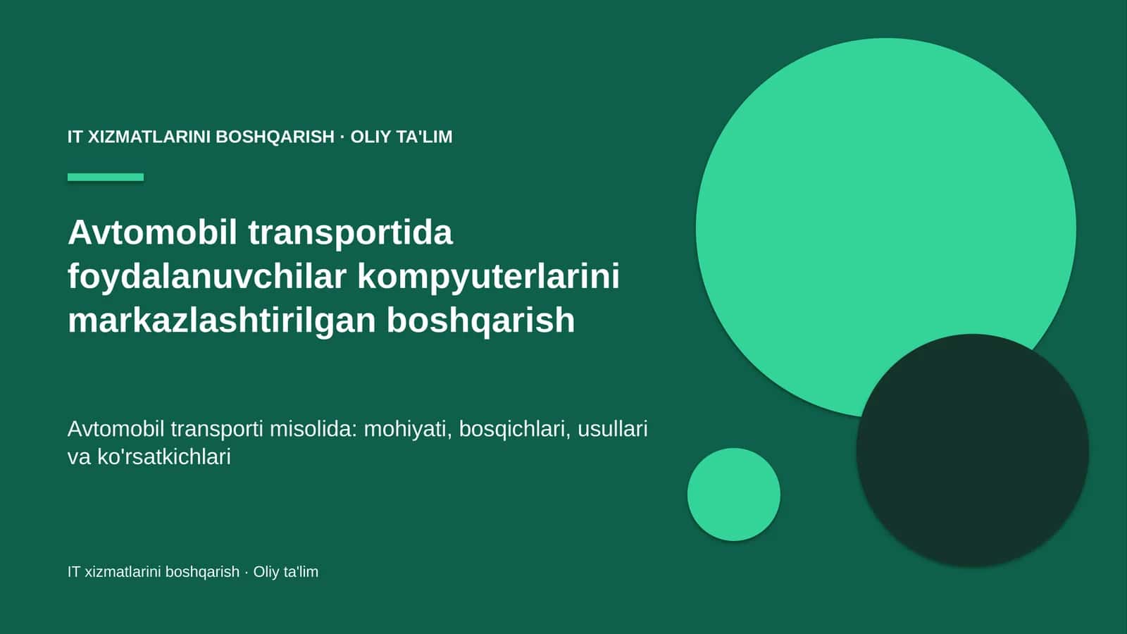 Avtomobil transportida foydalanuvchilar kompyuterlarini markazlashtirilgan boshqarish