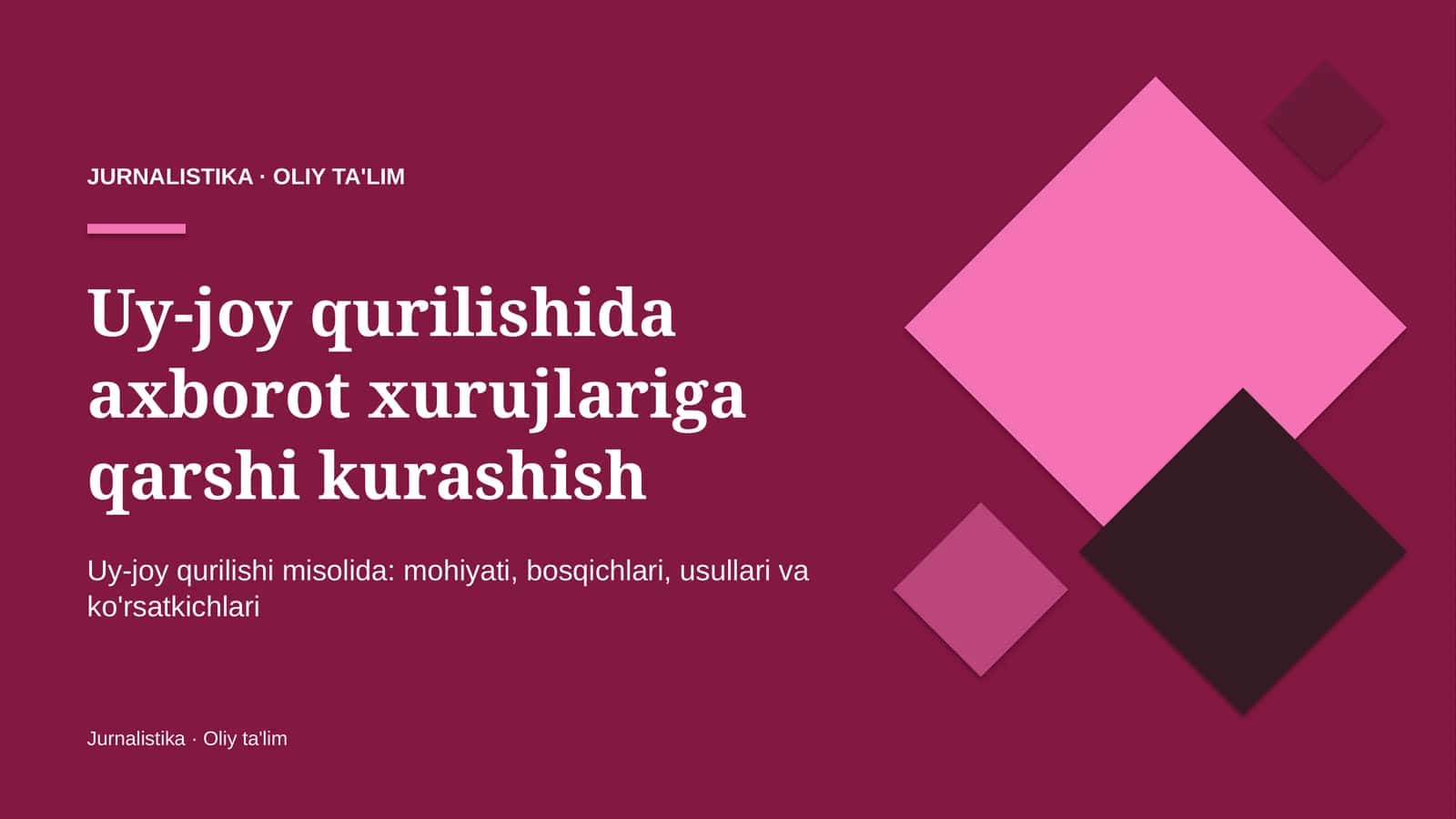 Uy-joy qurilishida axborot xurujlariga qarshi kurashish