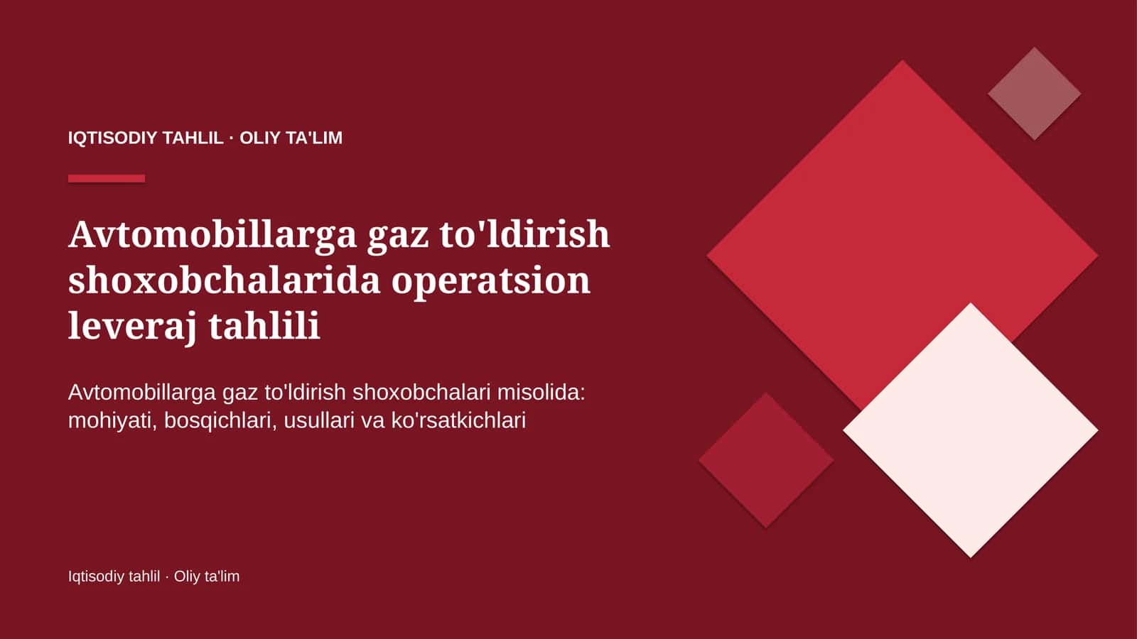 avtomobillarga gaz to'ldirish shoxobchalarida operatsion leveraj tahlili 8520