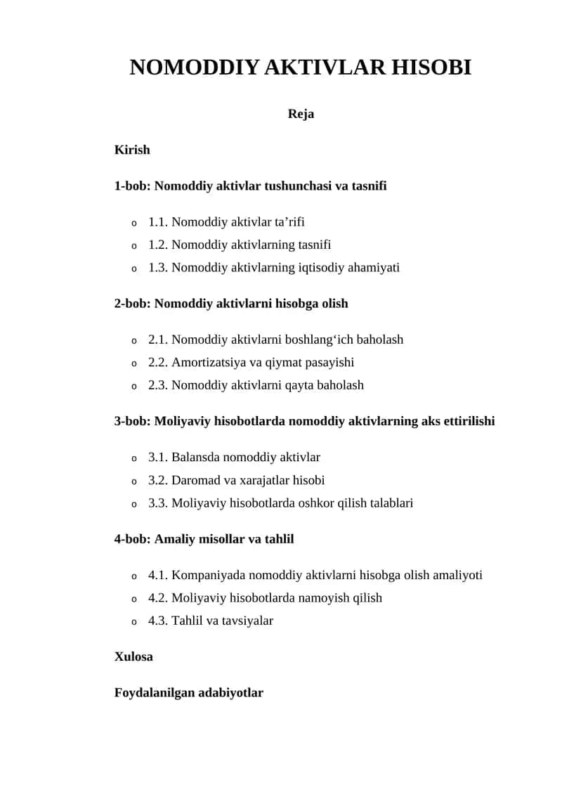 Nomoddiy aktivlar hisobi
