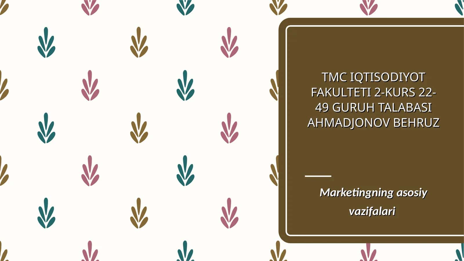 Marketingning asosiy vazifalari