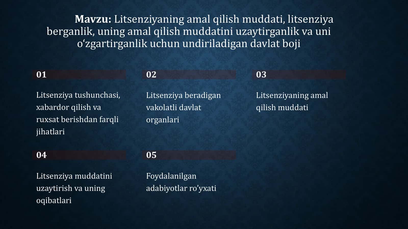 Litsenziyaning amal qilish muddati, litsenziya berganlik, uning amal qilish muddatini uzaytirganlik va uni o‘zgartirganlik uchun undiriladigan davlat boji