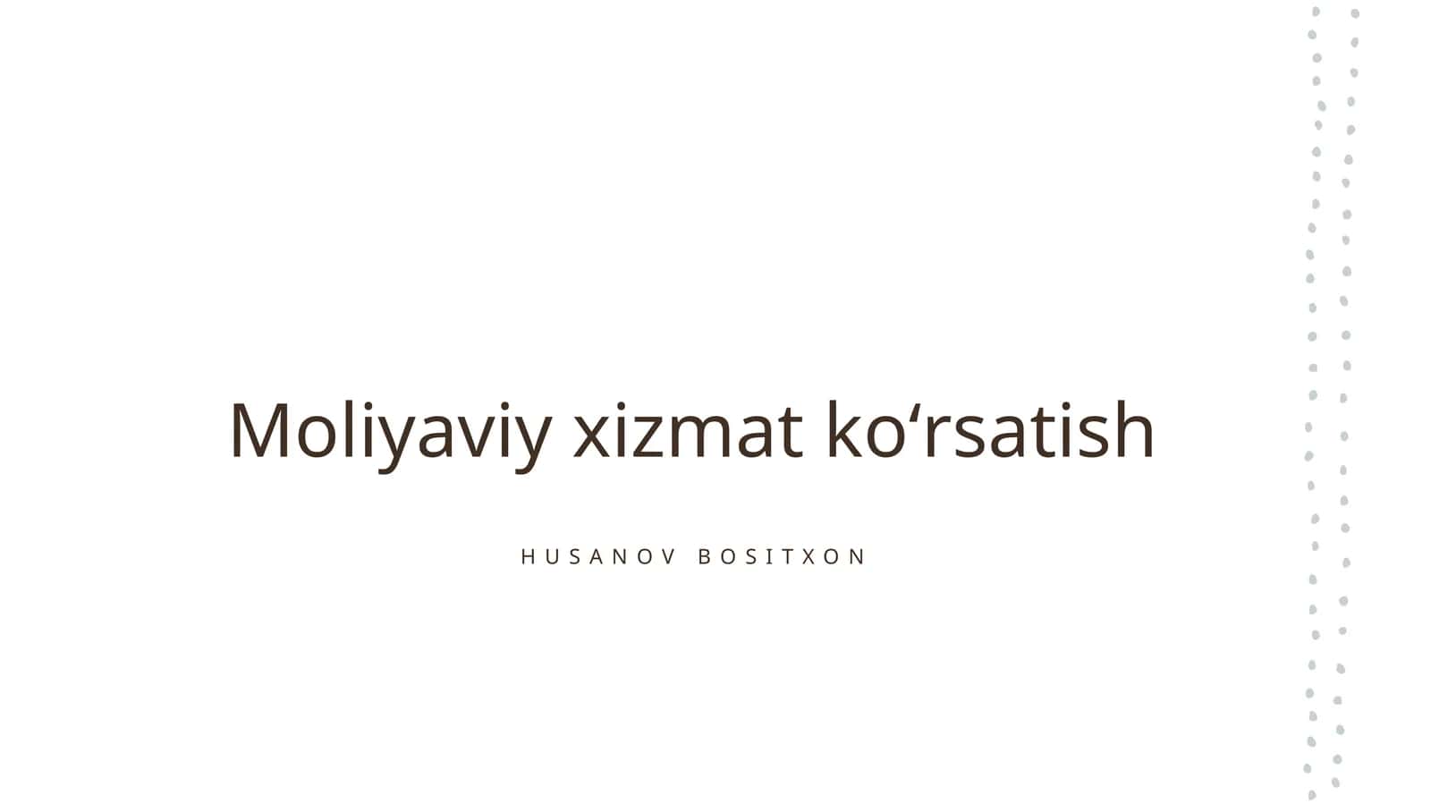 Moliyaviy xizmat koʻrsatish
