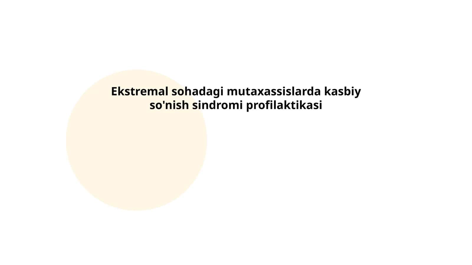 Ekstremal sohadagi mutaxassislarda kasbiy so'nish sindromi profilaktikasi