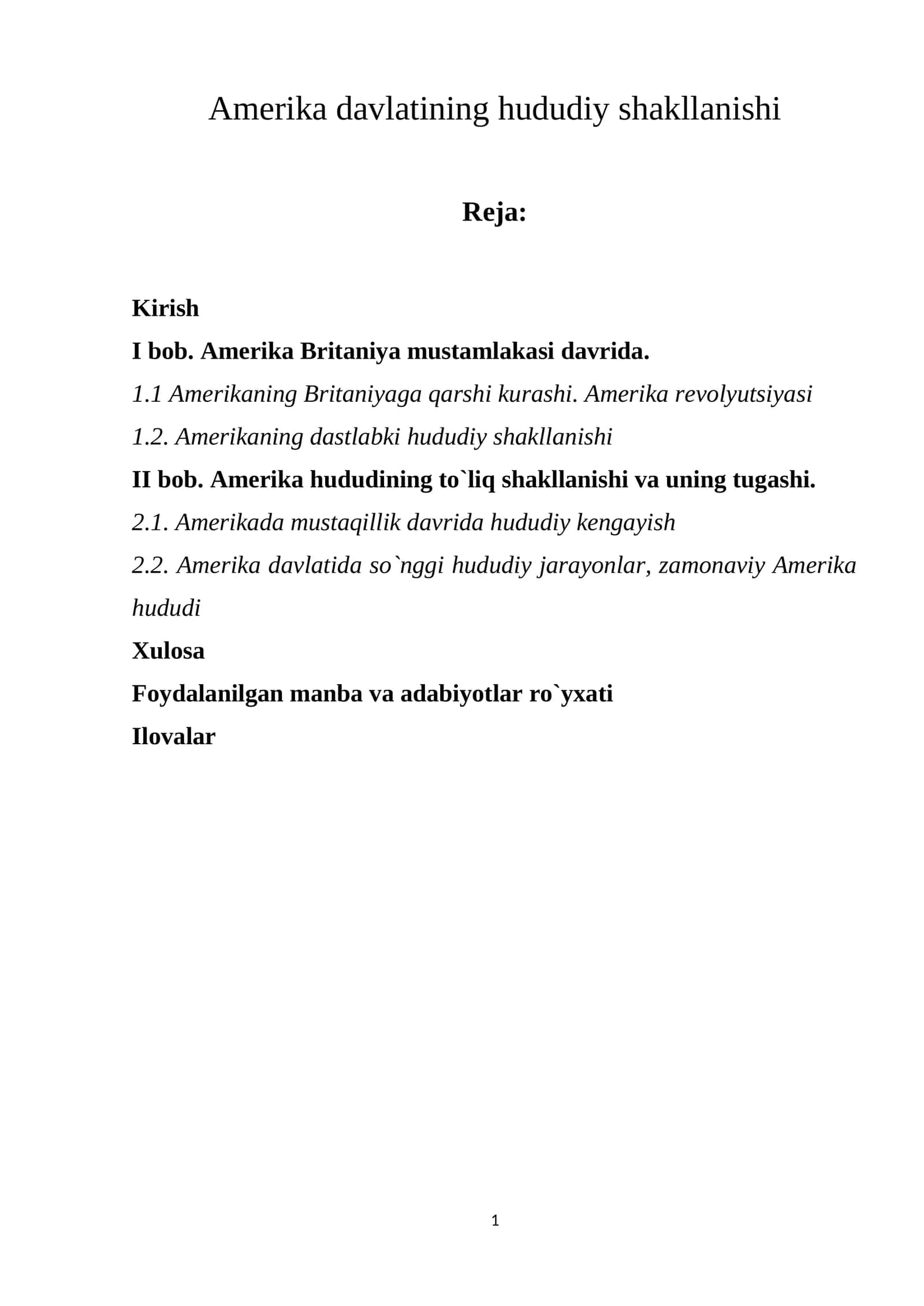 Amerika davlatining hududiy shakllanishi