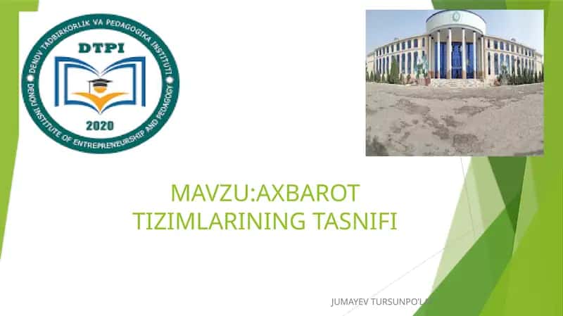 AXBAROT TIZIMLARINING TASNIFI