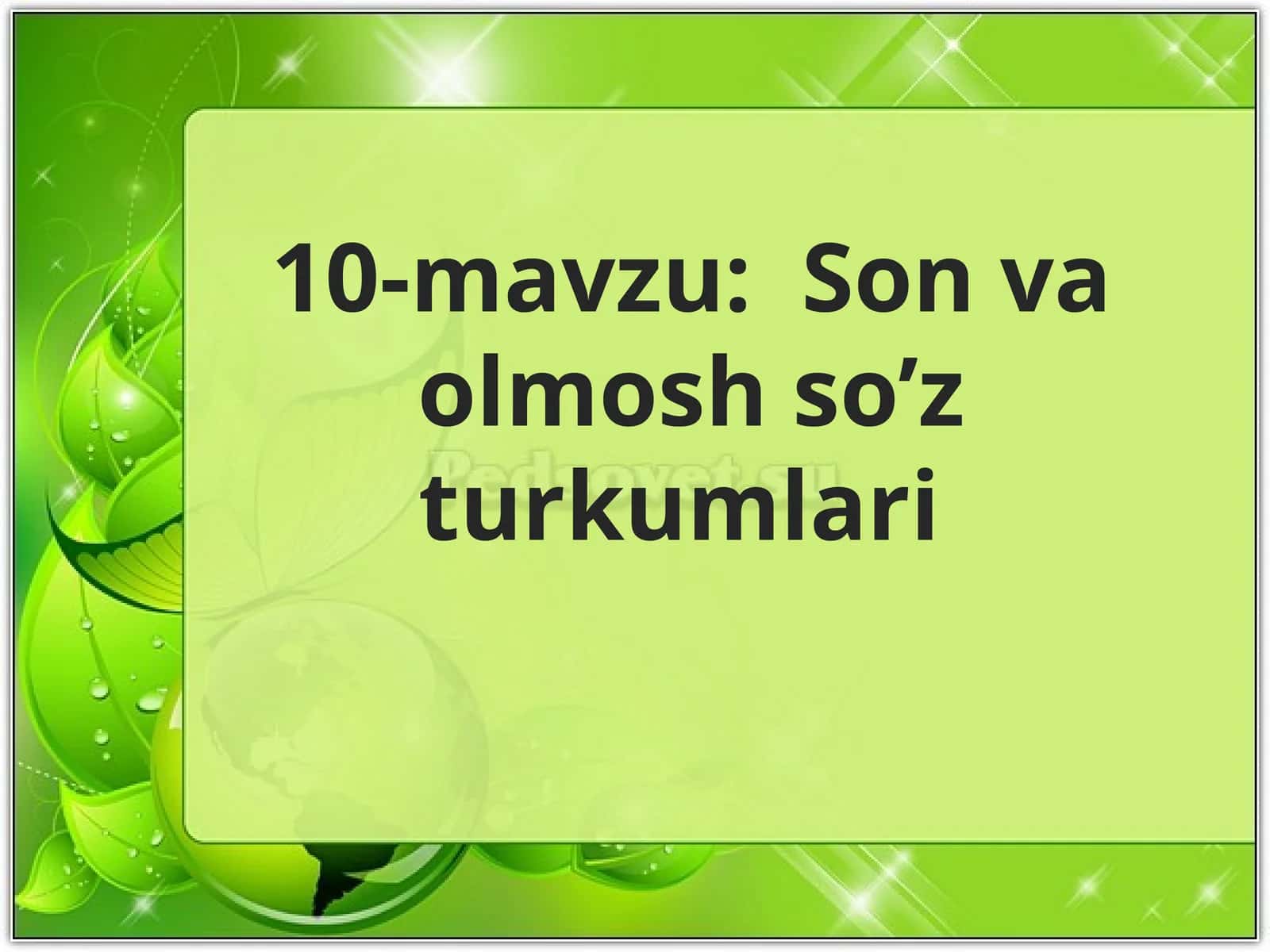 10-mavzu: Son va olmosh so’z turkumlari