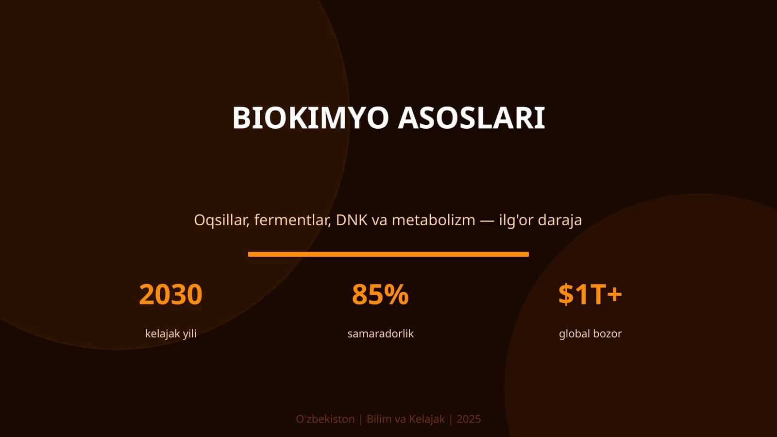 KIRISH: Biokimyo asoslari