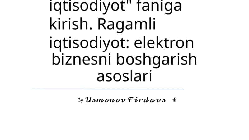 Ragamli iqtisodiyot: elektron