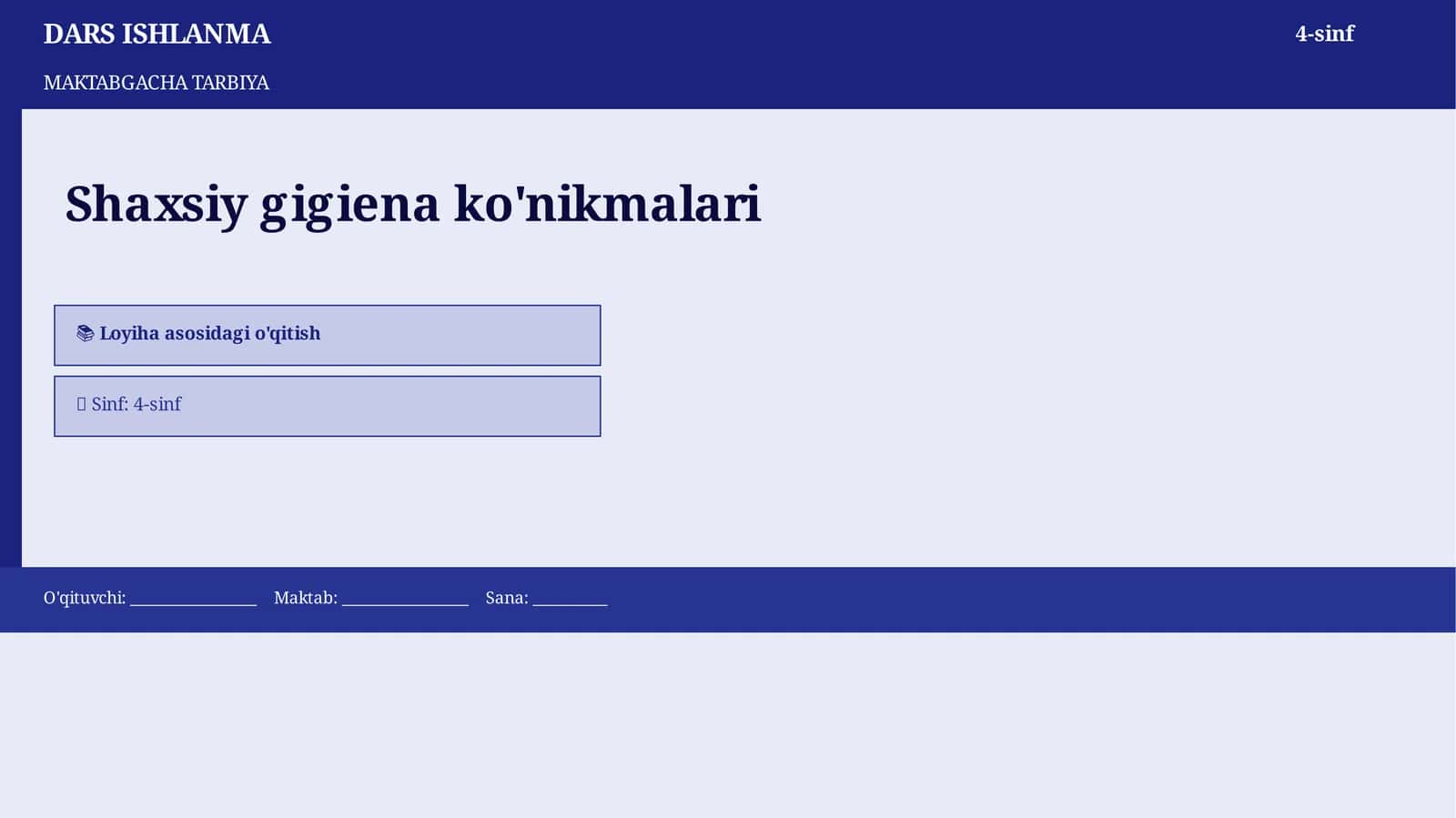 Shaxsiy gigiena ko'nikmalari