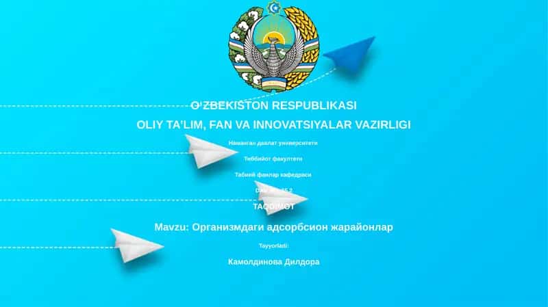 Организмдаги адсорбсион жарайонлар