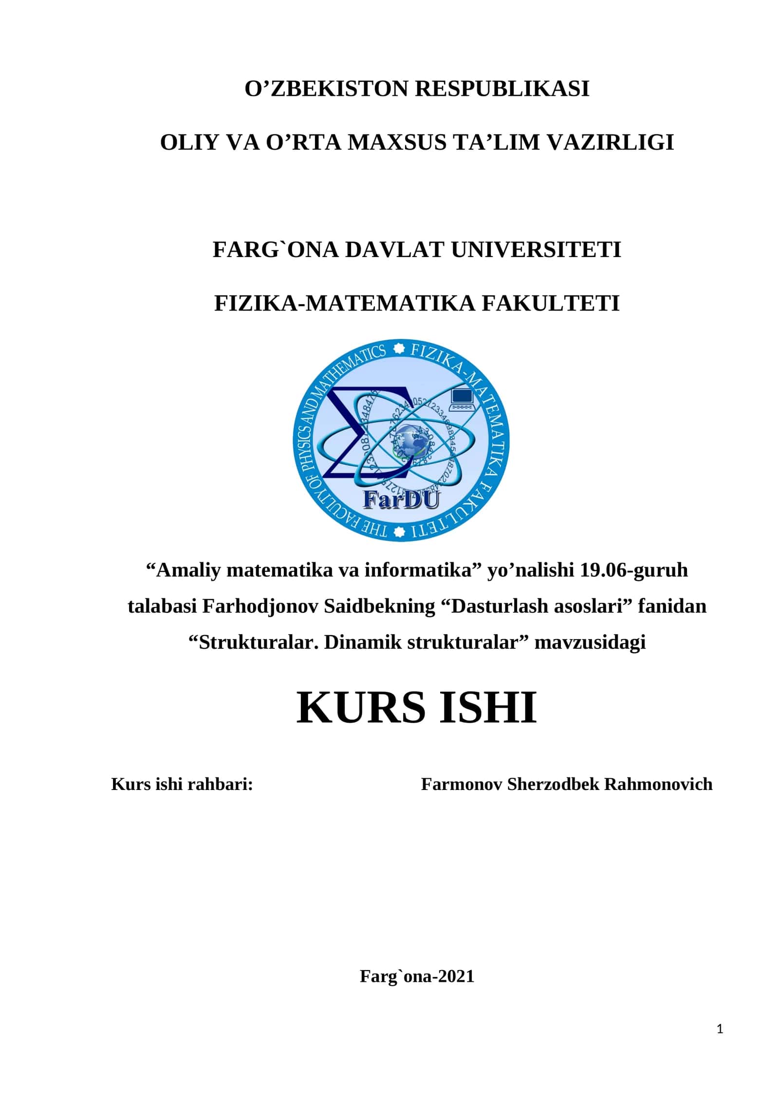 “Strukturalar. Dinamik strukturalar”