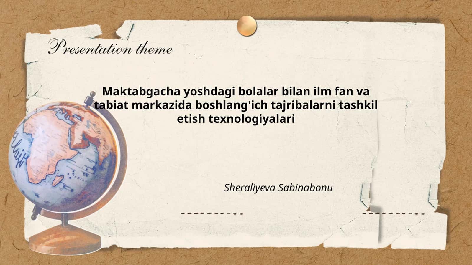 Maktabgacha yoshdagi bolalar bilan ilm fan va tabiat markazida boshlang'ich tajribalarni tashkil etish texnologiyalari