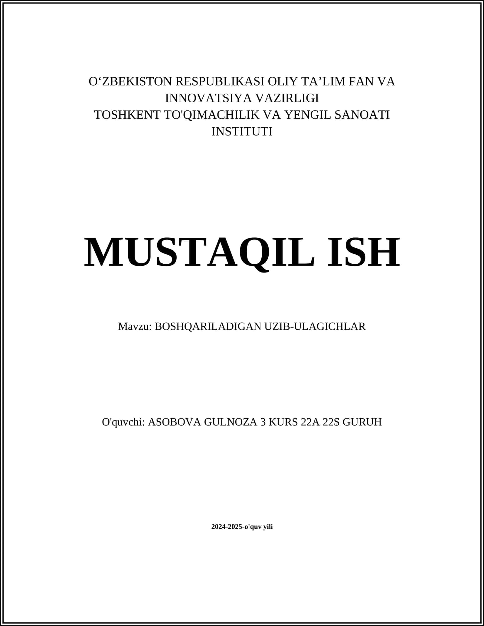 BOSHQARILADIGAN UZIB-ULAGICHLAR
