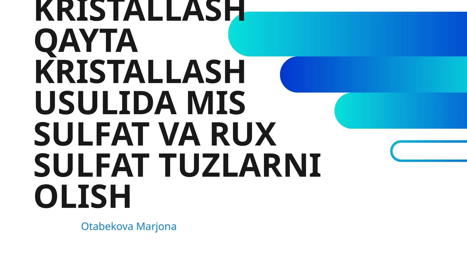 KRISTALLASH QAYTA KRISTALLASH USULIDA MIS SULFAT VA RUX SULFAT TUZLARNI OLISH