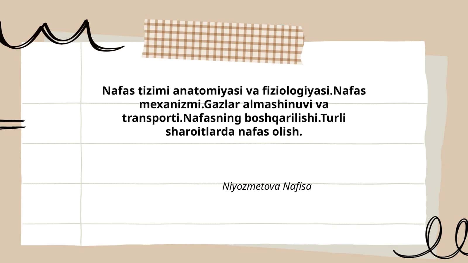 Nafas tizimi anatomiyasi va fiziologiyasi