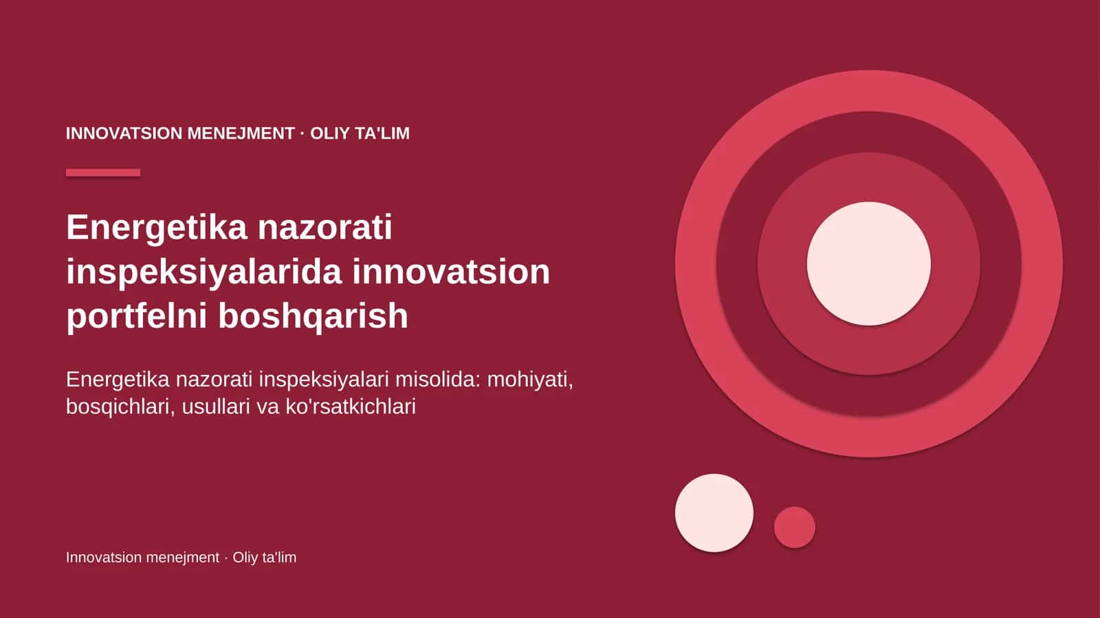 Energetika nazorati inspeksiyalarida innovatsion portfelni boshqarish