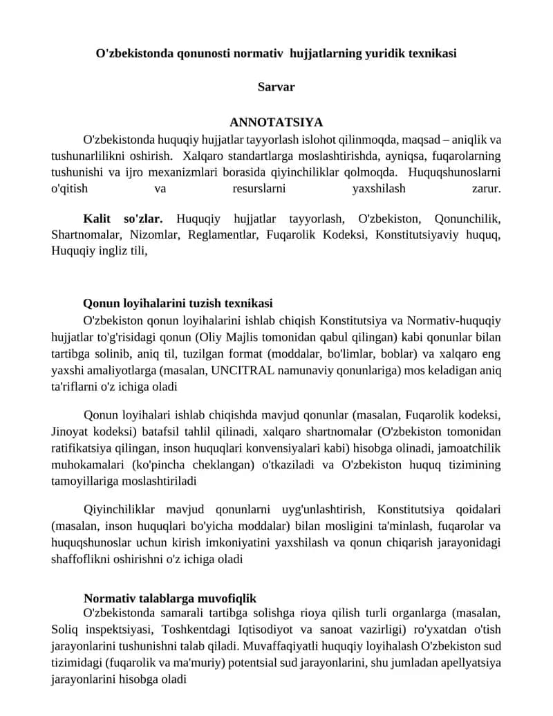Qonun loyihalarini tuzish texnikasi