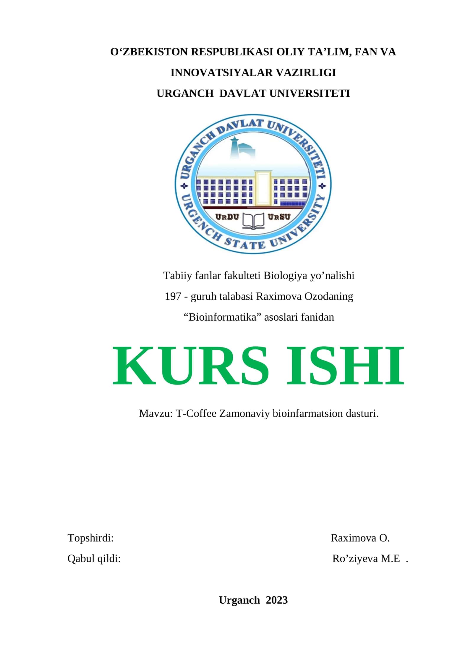Bioinformatika Kurs