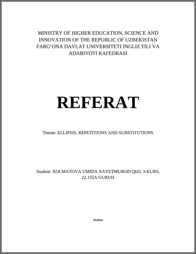 Ellipsis, Repetitions and Substitutions