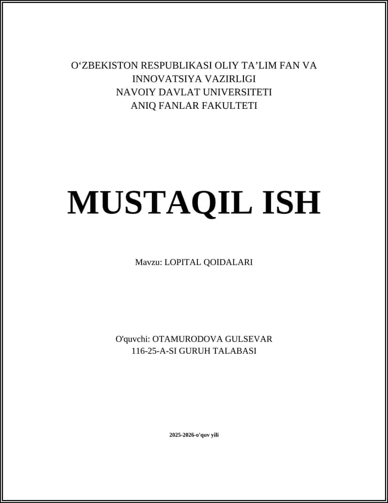 Lopital Qoidalari