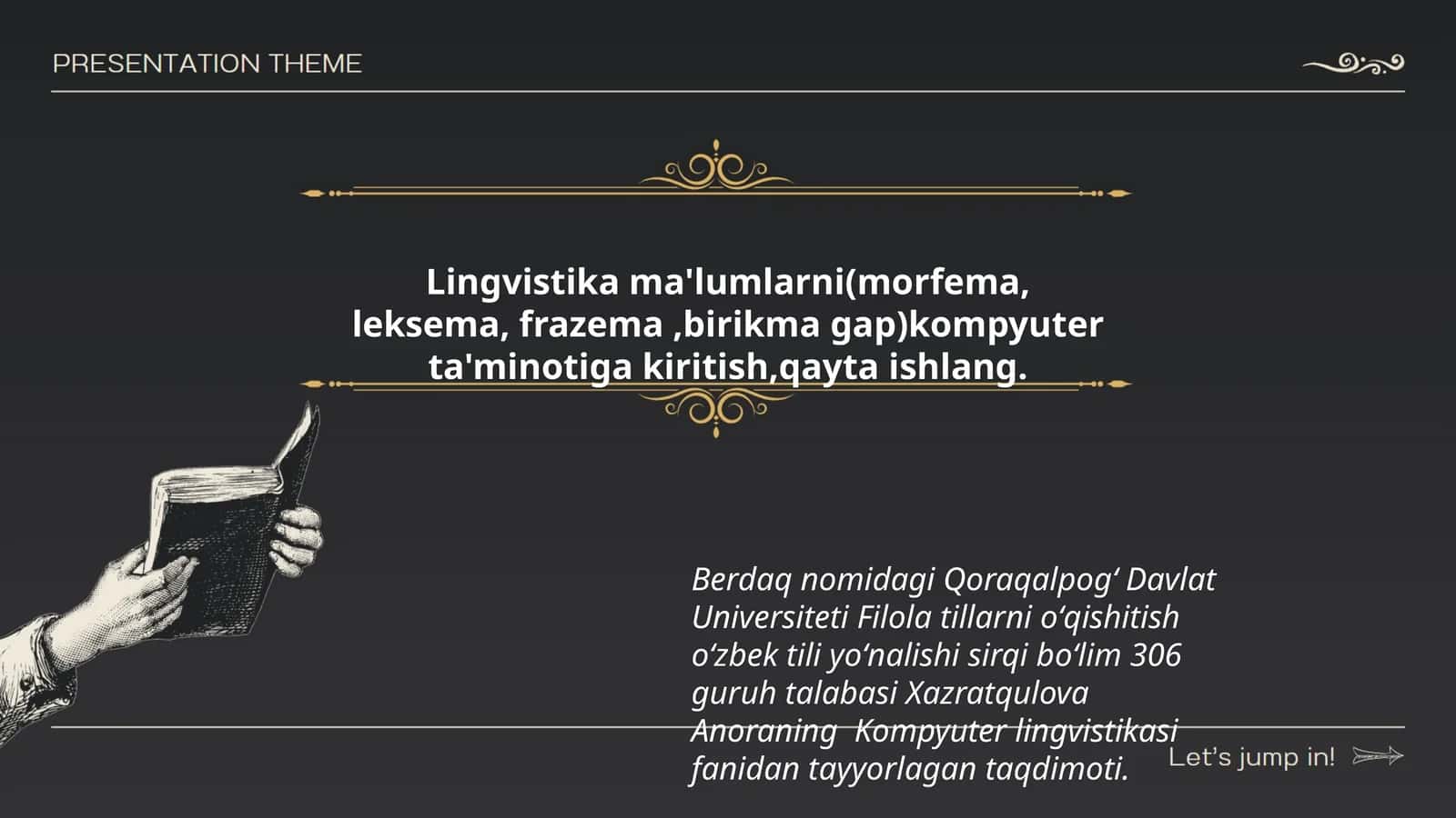 Kompyuter lingvistikasi fanidan taqdimot