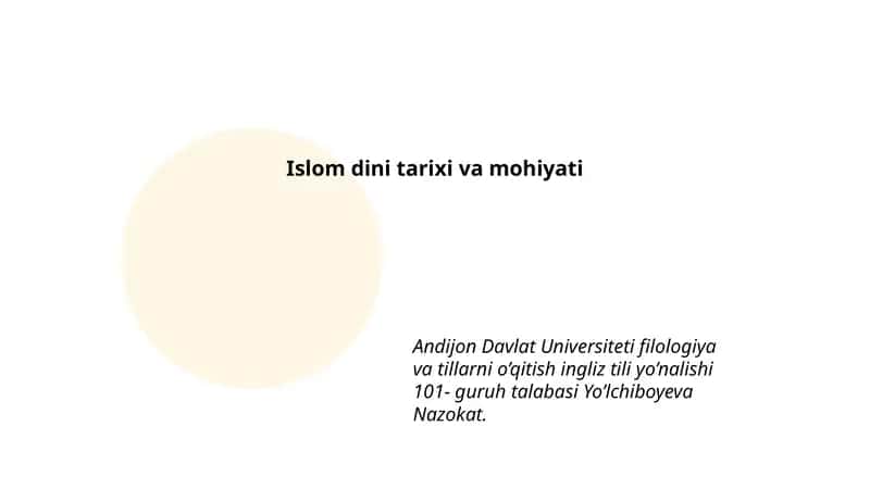 Islom dini tarixi va mohiyati