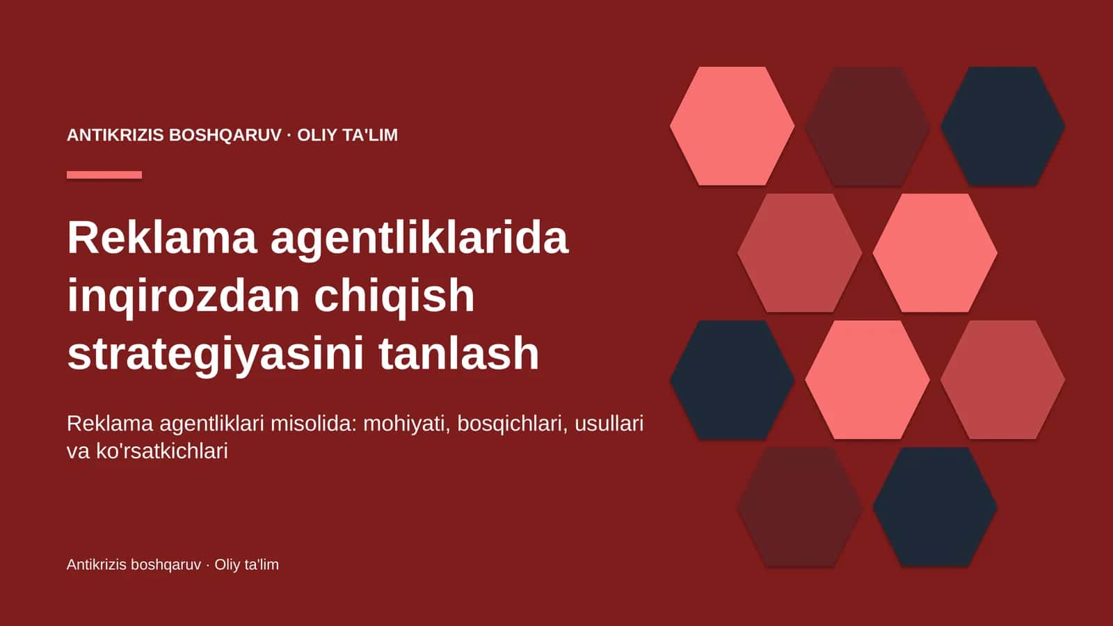 [Reklama agentliklarida inqirozdan chiqish strategiyasini tanlash]