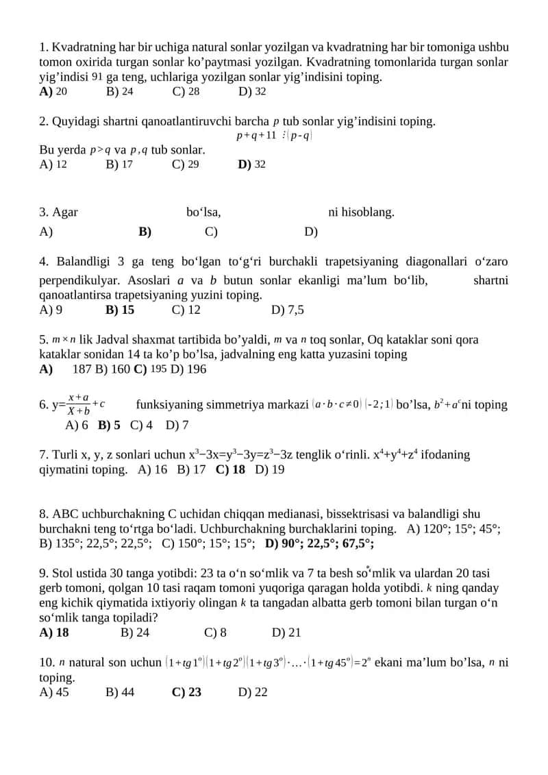 Matematika Masalalar