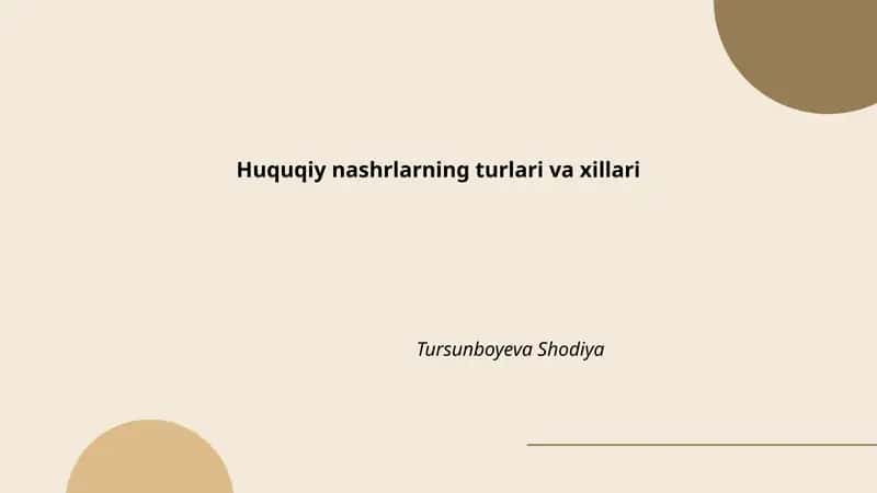 Huquqiy nashrlarning turlari va xillari