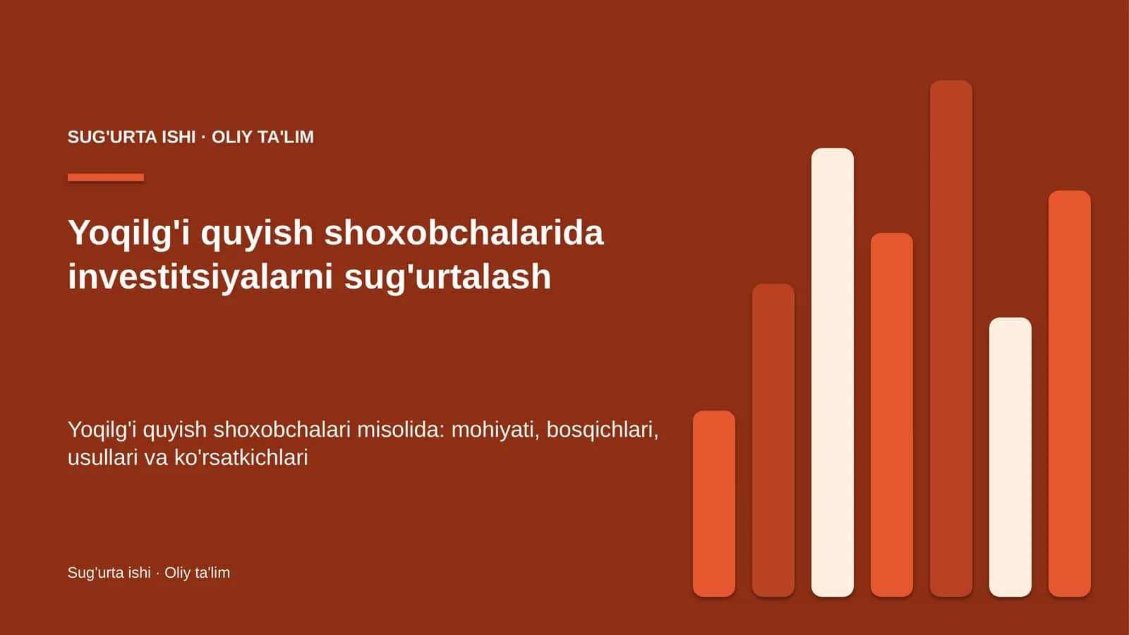Yoqilg'i quyish shoxobchalarida investitsiyalarni sug'urtalash