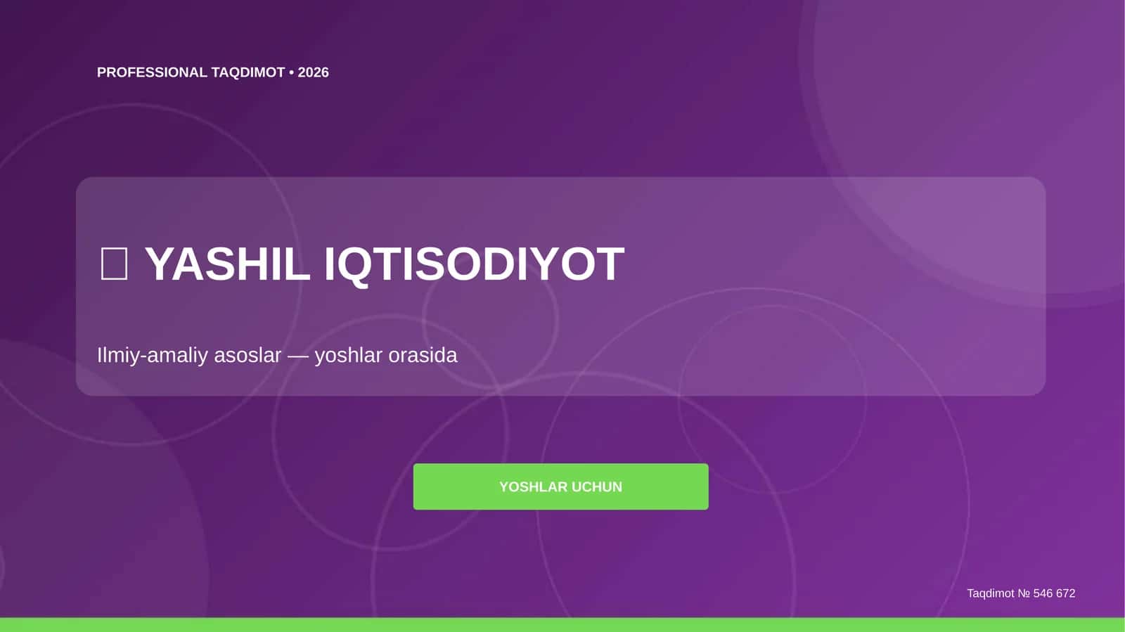 Yashil iqtisodiyot: ilmiy-amaliy asoslar