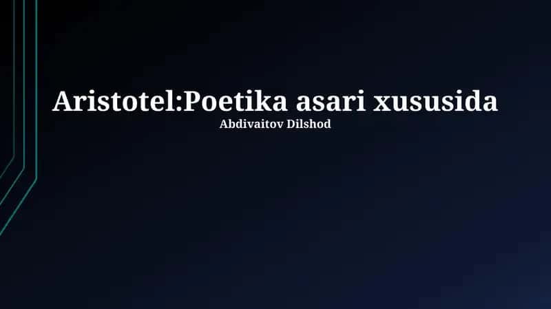 Aristotel: Poetika asari xususida