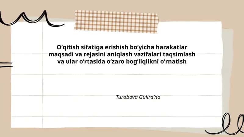 Oʻqitish sifatiga erishish uchun strategik maqsadlarni belgilash