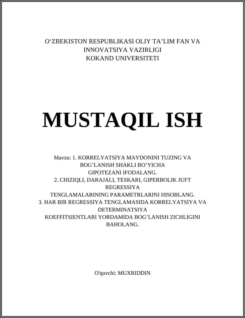 Korrelyatsiya Maydoni Tushunchasi