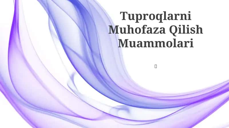 Tuproqlarni Muhofaza Qilish Muammolari