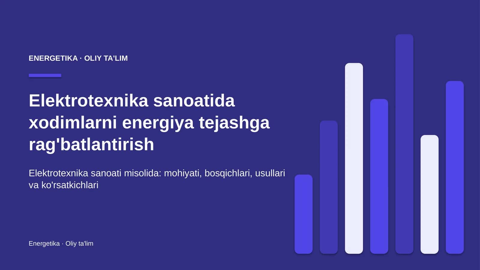 Elektrotexnika sanoatida xodimlarni energiya tejashga rag'batlantirish