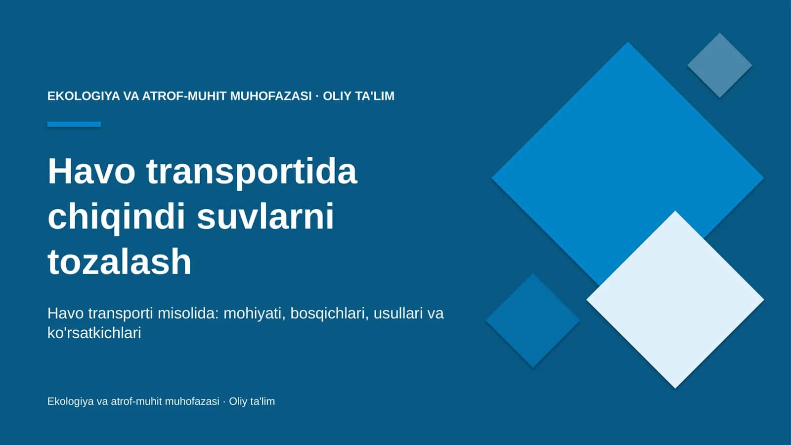 Havo transportida chiqindi suvlarni tozalash
