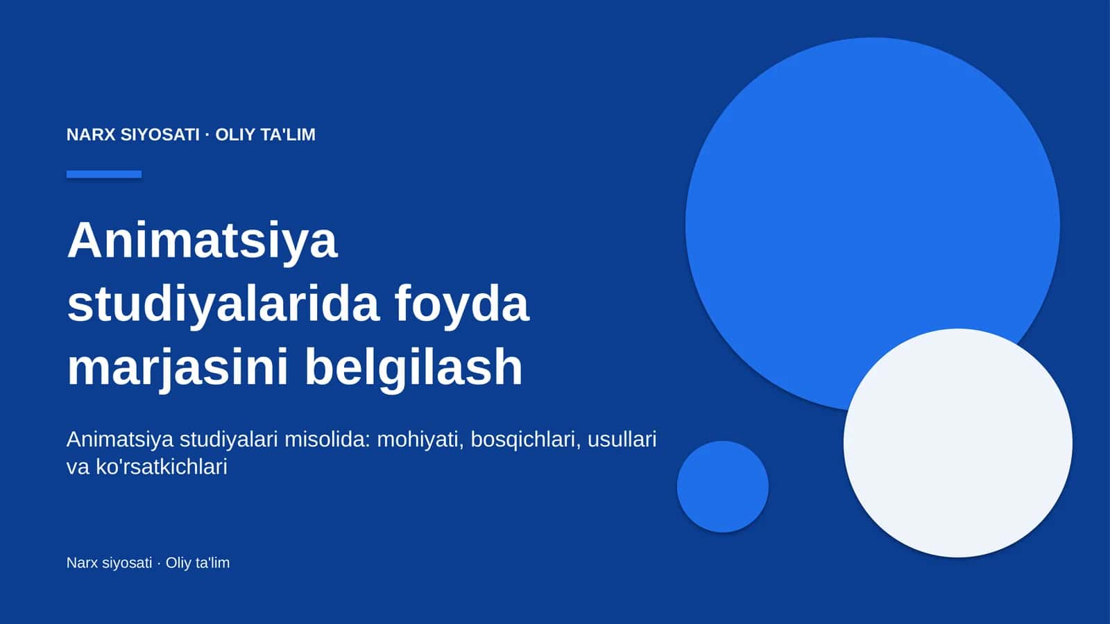 Animatsiya studiyalarida foyda marjasini belgilash