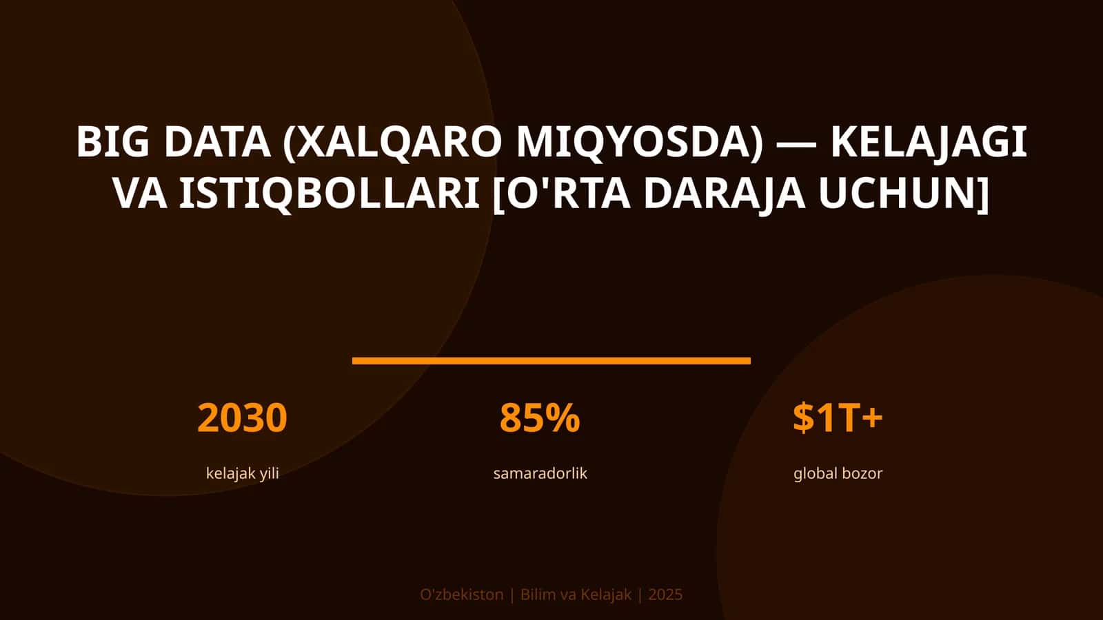 Big Data (xalqaro miqyosda) — kelajagi va istiqbollari [o'rta daraja uchun]