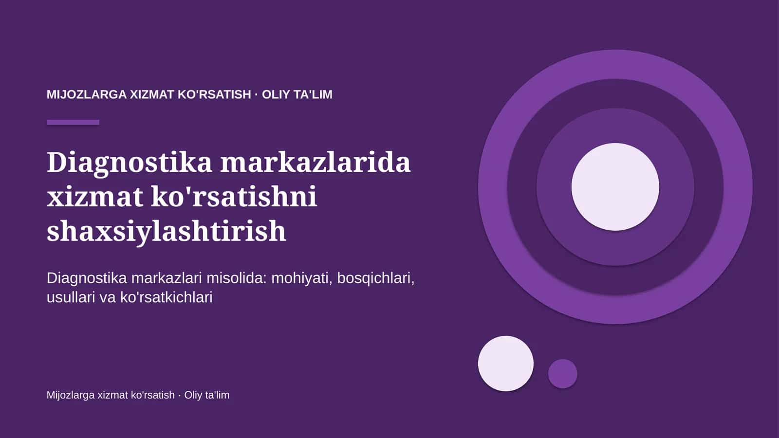 Mijozlarga xizmat ko'rsatish · Oliy ta'limg