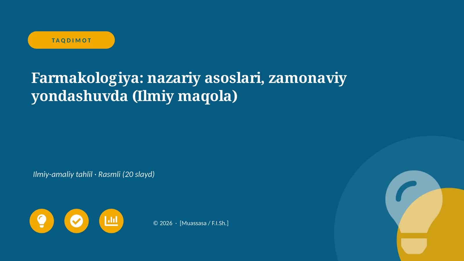 Farmakologiya: nazariy asoslari, zamonaviy yondashuvda (Ilmiy maqola)